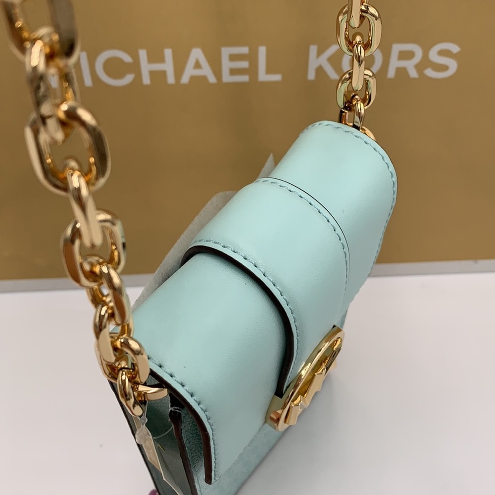 NWT MICHAEL KORS CARMEN SMALL NORTH SOUTH PHONE XBODY FAIR AQUA SIGNATURE COLOR - Picture 15 of 16